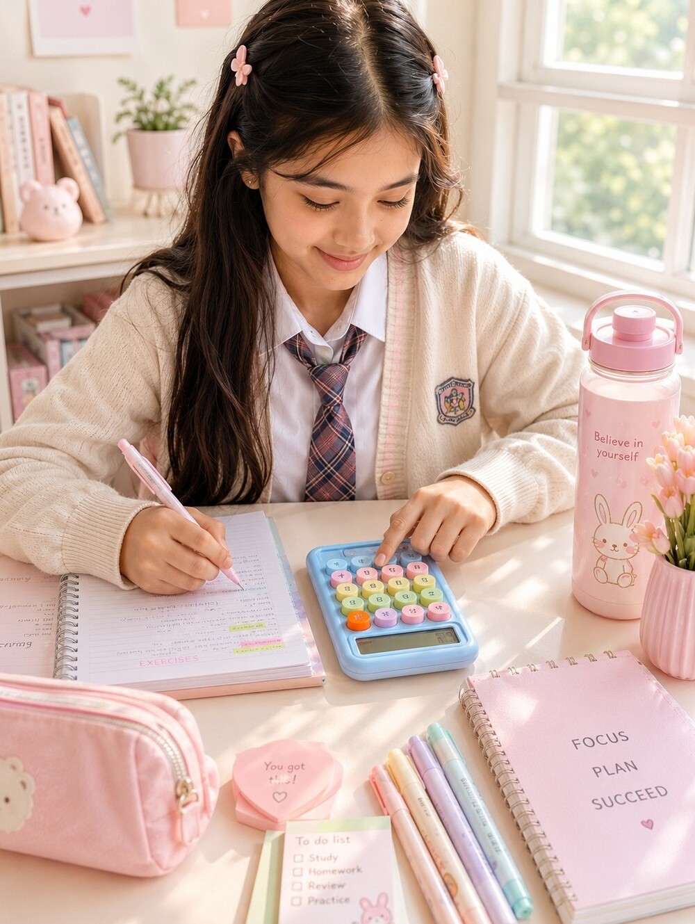 Pastel Macaron Mechanical Calculator Cute Aesthetic Desktop Office College New - Picture 8 of 8